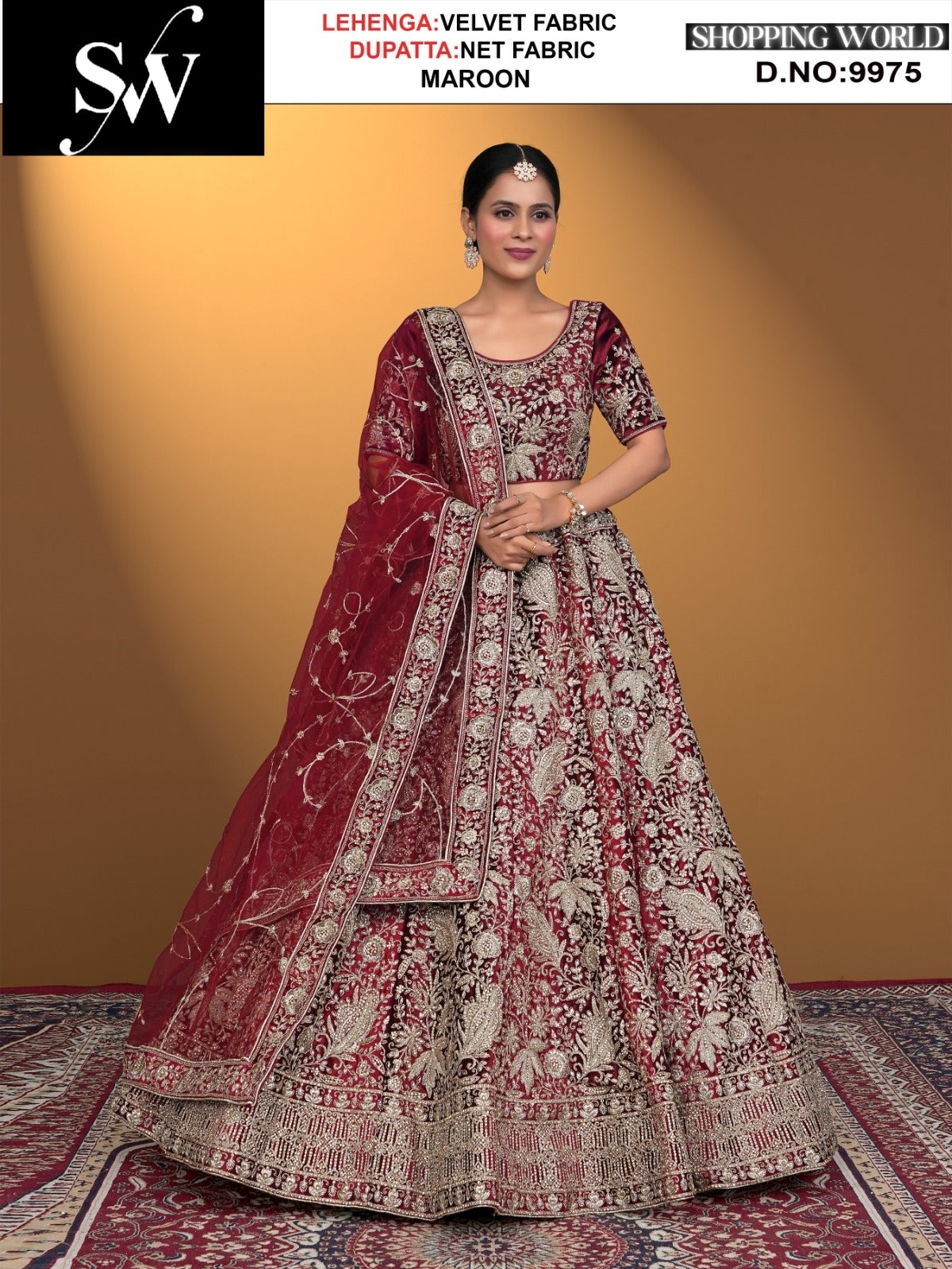 Something Velvet Fabric Maroon Lehenga