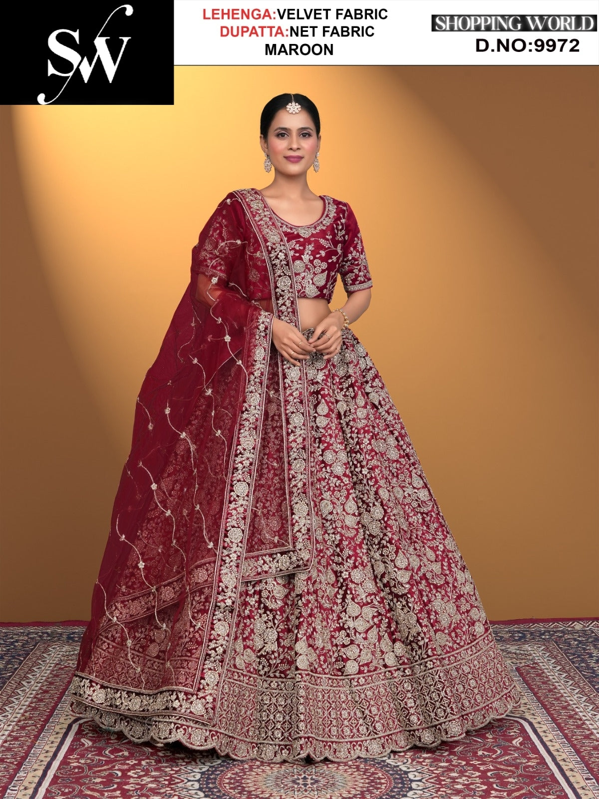 Astonishing Velvet Fabric Maroon Lehenga