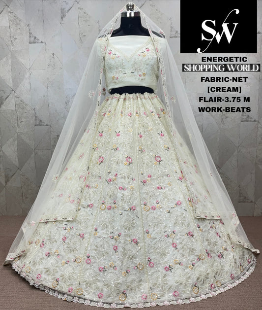 Attractive net Lavender Lehenga