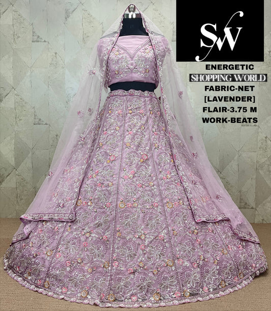 Impresionante lehenga azul cielo de red