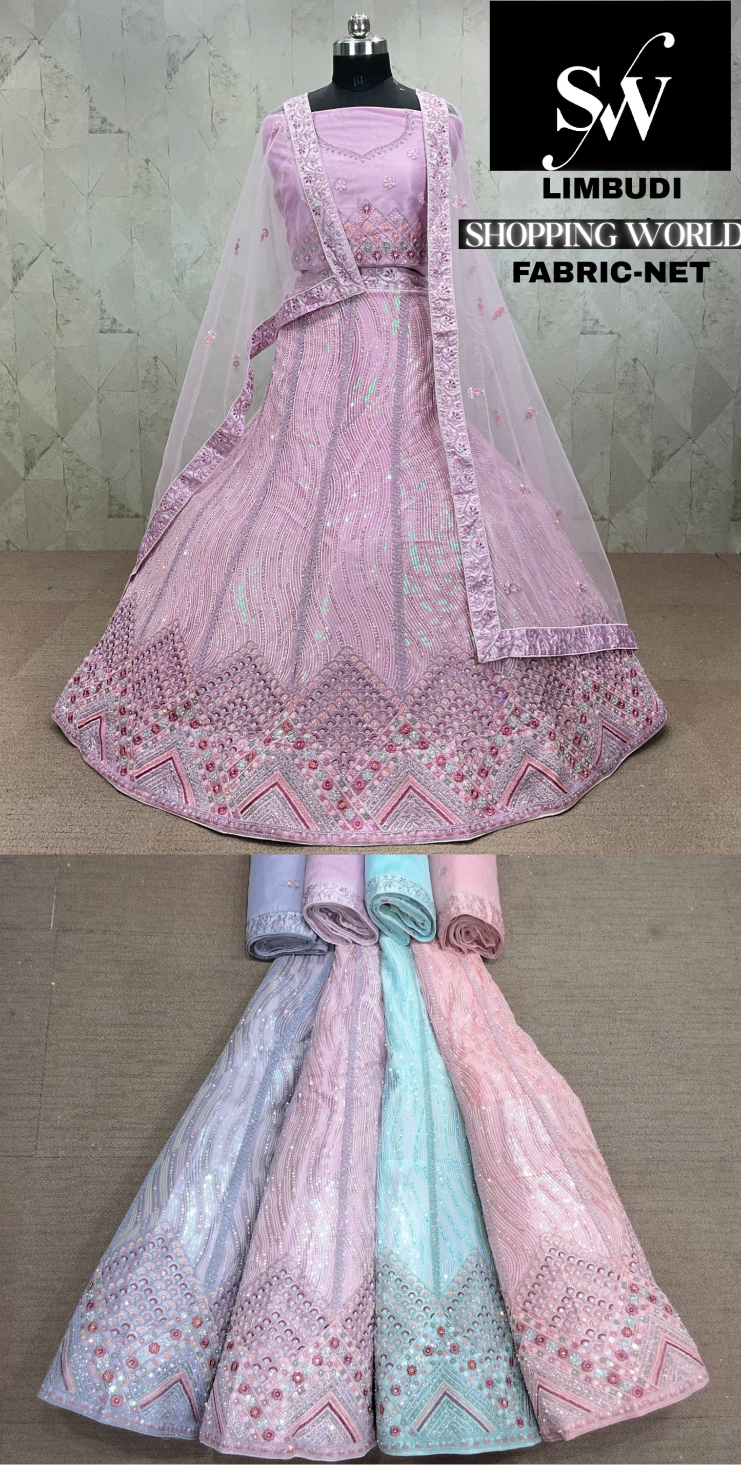 Majestic net pink Lehenga