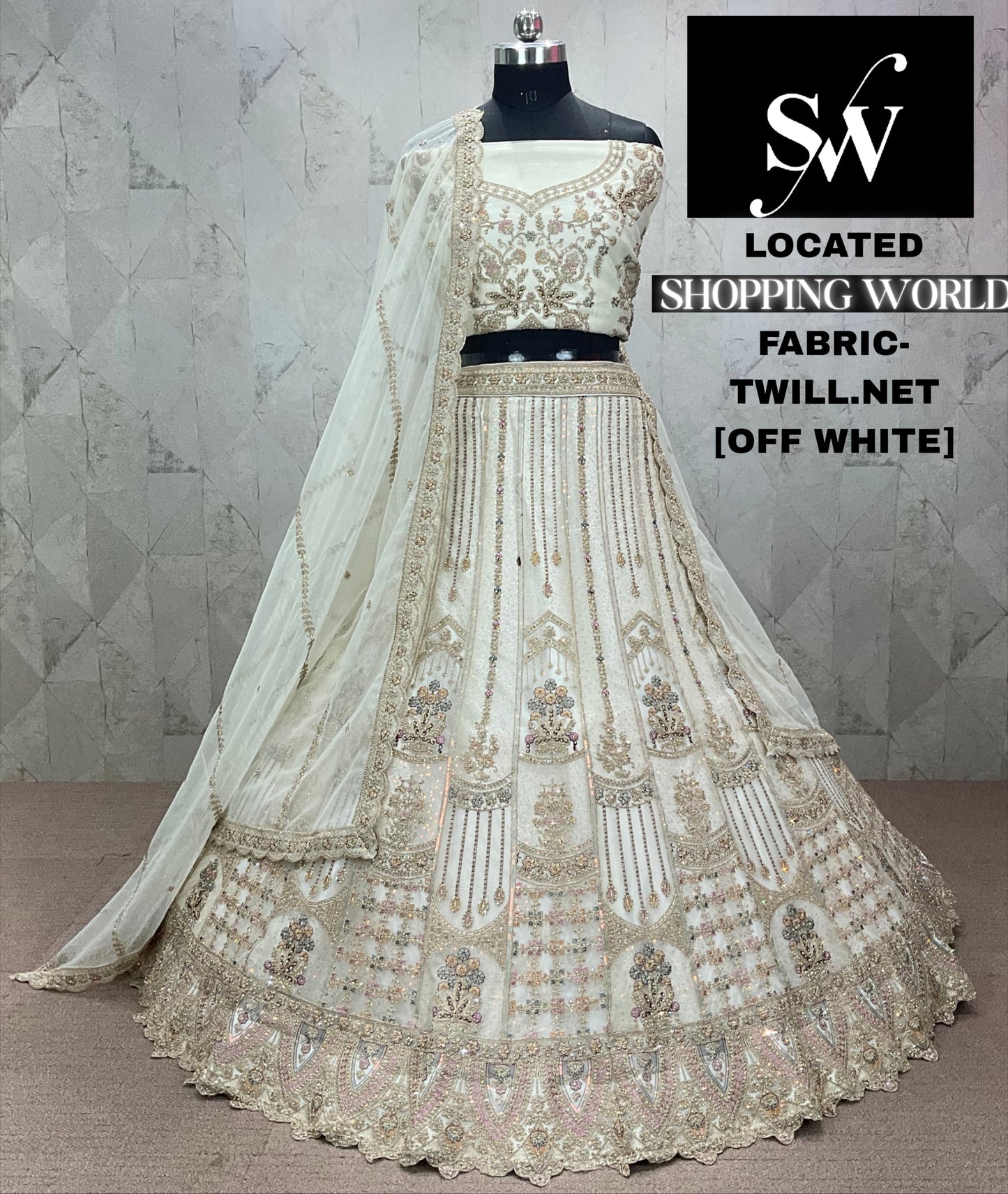 Embellished Twill net Lavender Lehenga