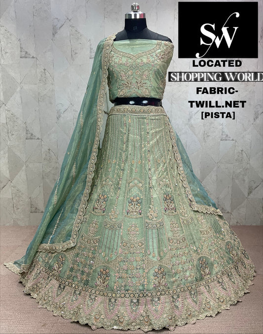 Embellished Twill net Lavender Lehenga