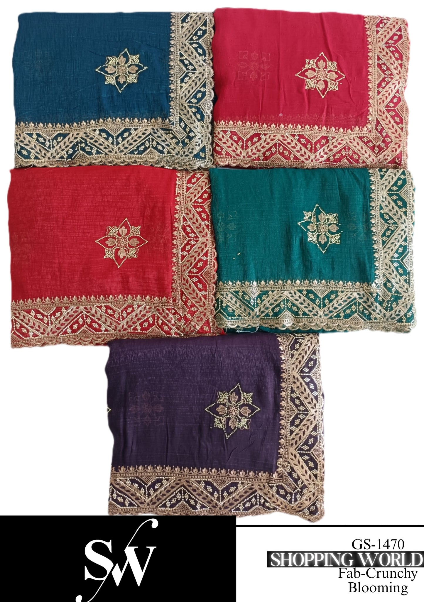 Gorgeous Crunchy blooming fabric Sky blue green red pink purple Saree