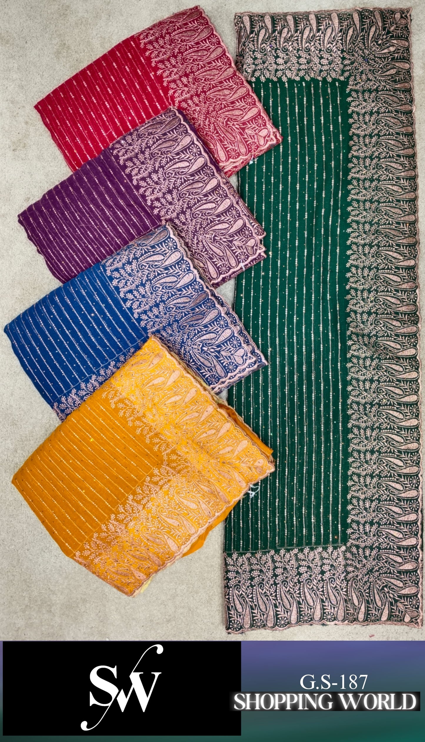 Delightful wine red green Navy blue yellow Saree