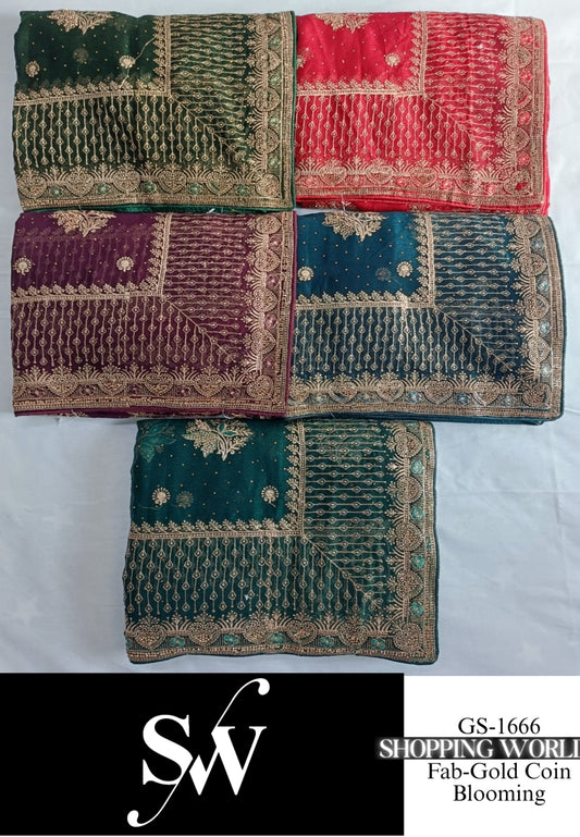 Amazing ivory pink wine green sky blue Saree organza Fabric