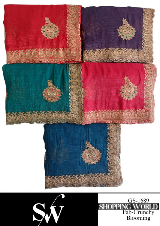 Good looking pink green wine Navy sky blue Saree