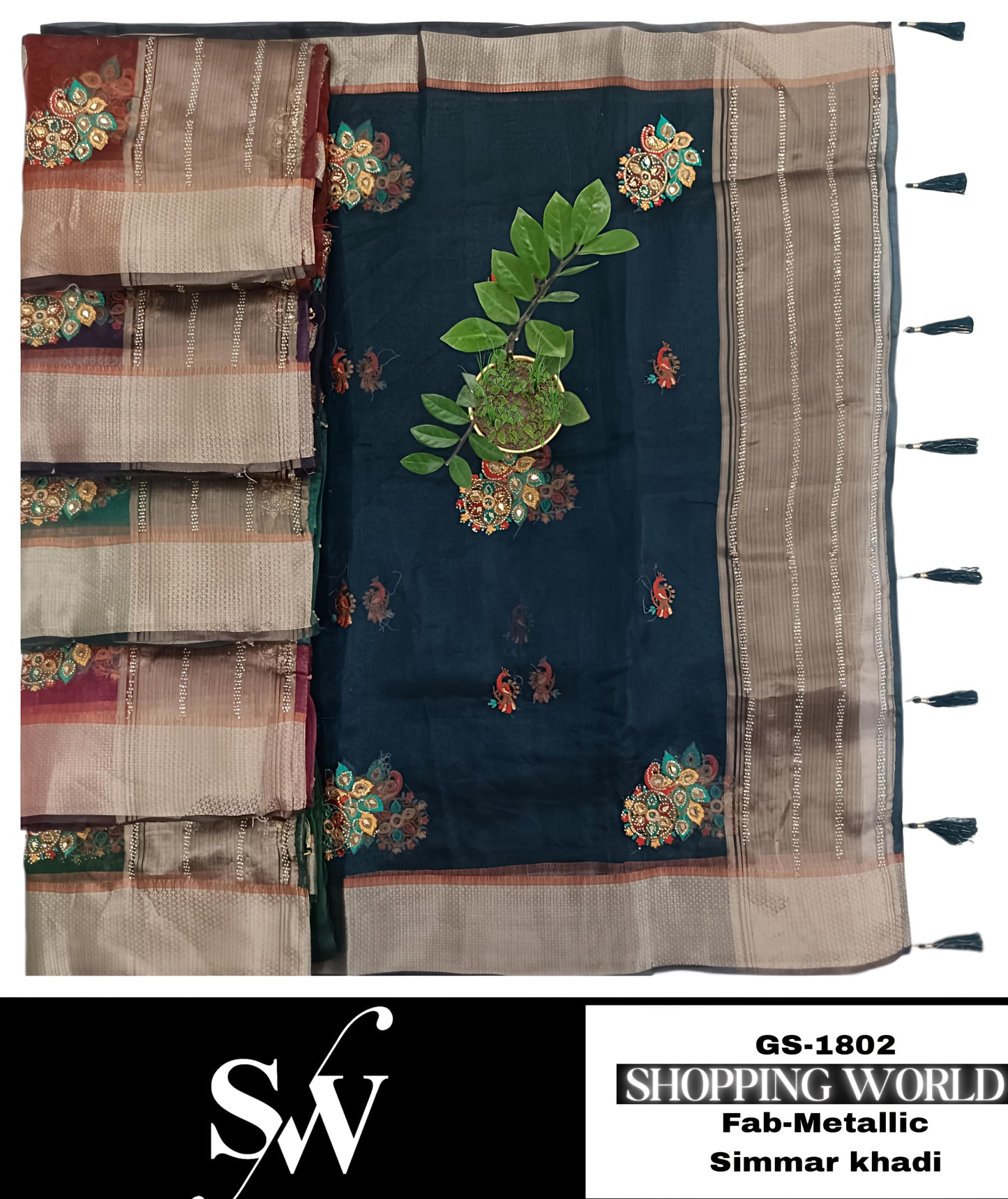 Amazing Metallic simar khadi purple maroon green wine Saree