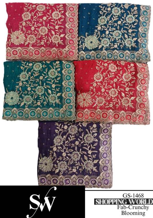 Tremendous Crunchy blooming  pink blue green wine red Saree