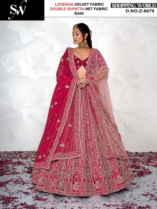 Good looking Rani pink Velvet Lehenga