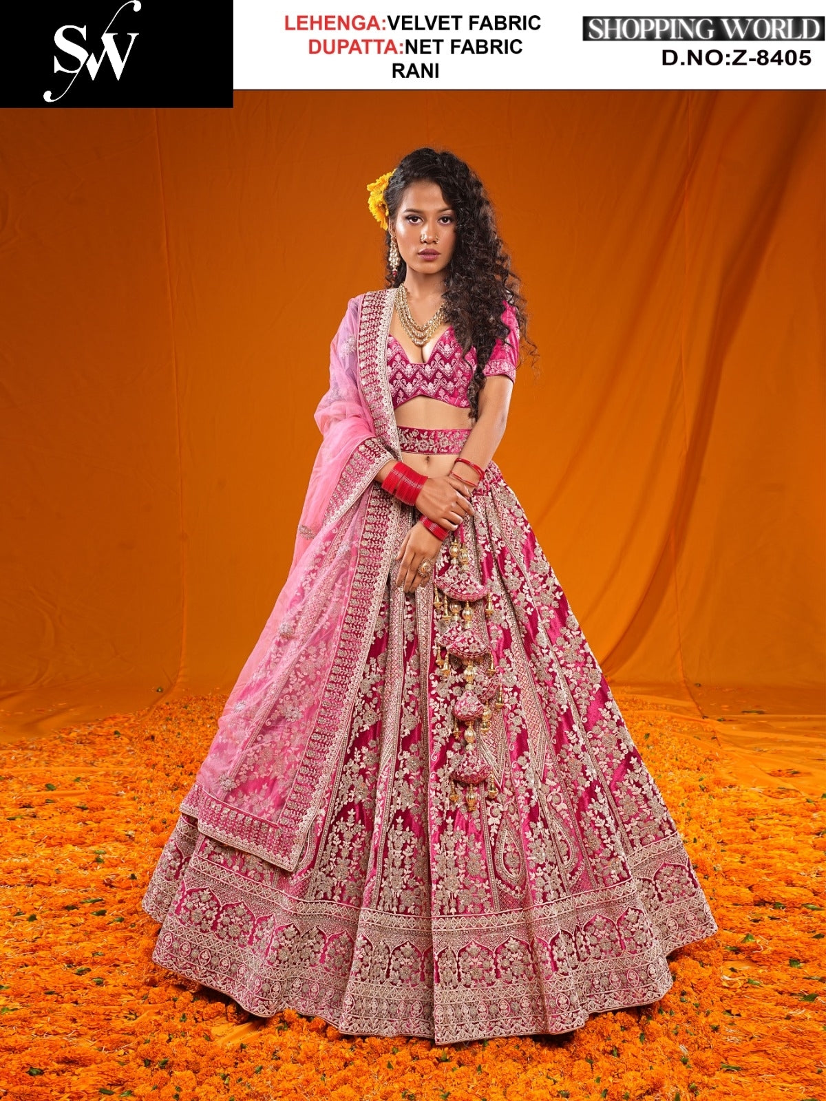 Glamorous Rani pink Velvet Lehenga