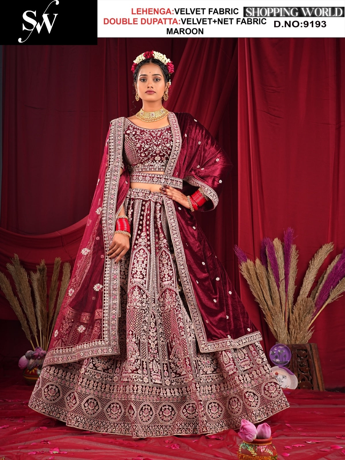 Beautiful Red Velvet Lehenga