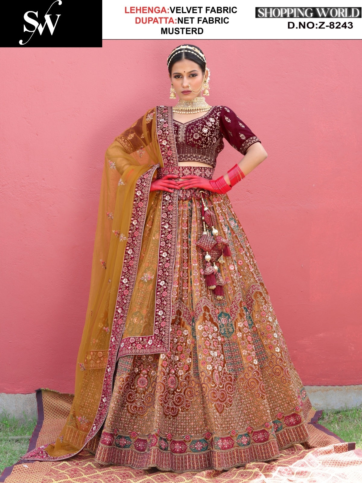 Lavishing Mustard Velvet Lehenga