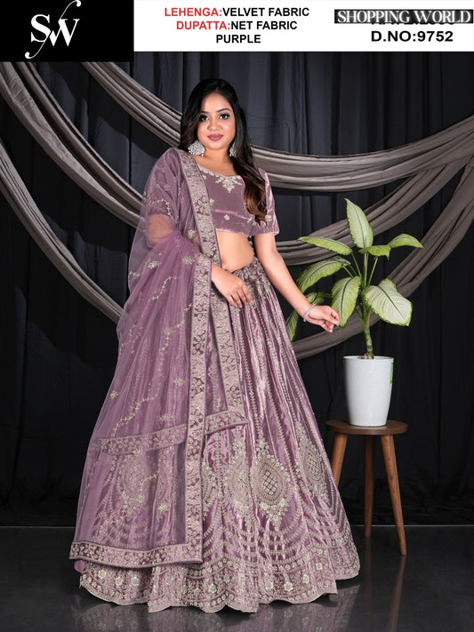 Elegant pink Velvet Lehenga