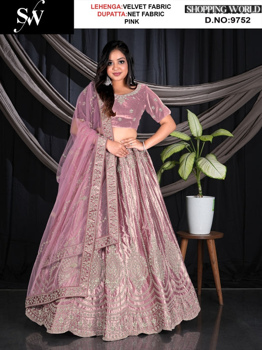 Delightful purple Velvet Lehenga