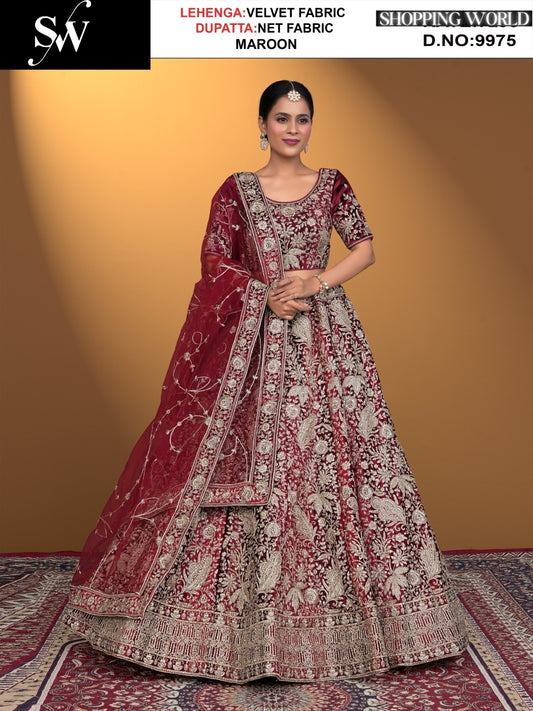 Charming Chiku Velvet Lehenga
