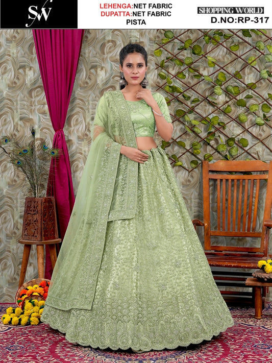 Embellished Lavender pink Net Lehenga