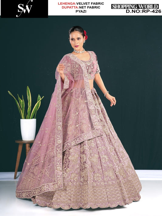 Beautiful maroon velvet Lehenga