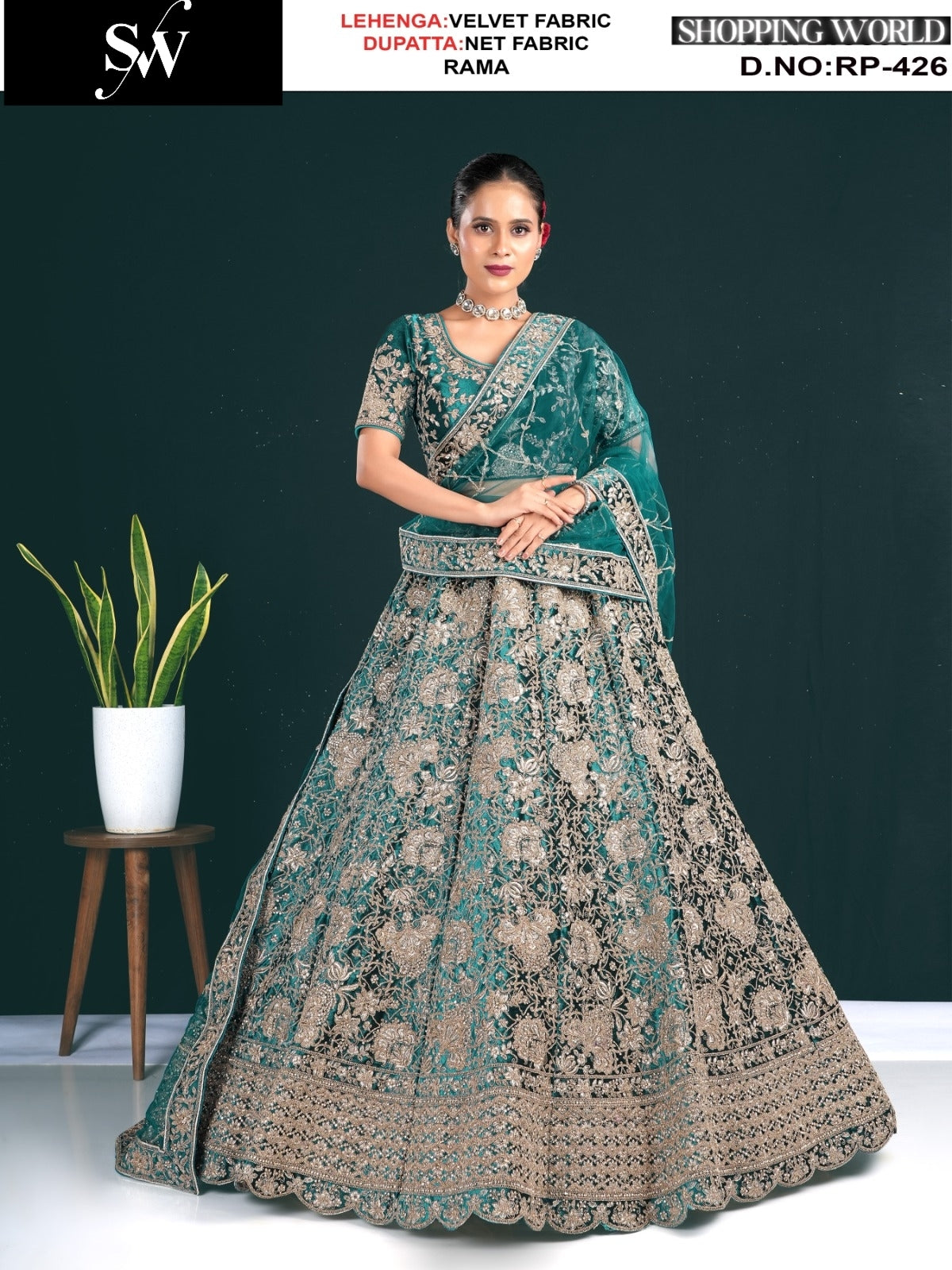 Lovely pista green velvet Lehenga