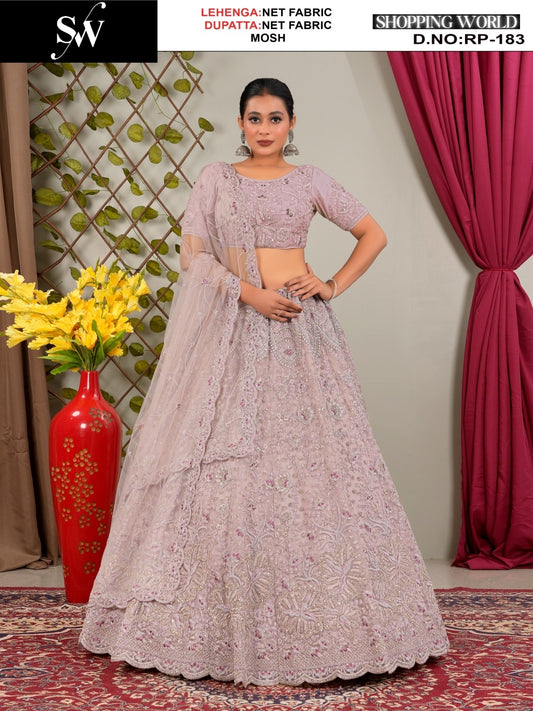 Engaging pink Net Lehenga