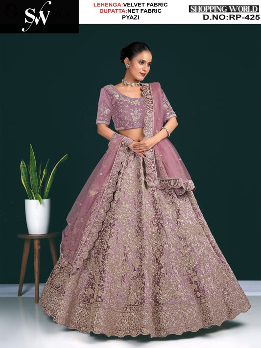 Majestic Chiku Velvet Lehenga