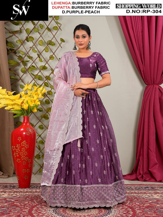 Amazing wine peach Burberry Lehenga