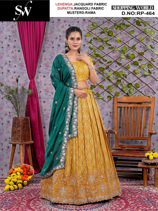 Delightful Rama wine Net Lehenga