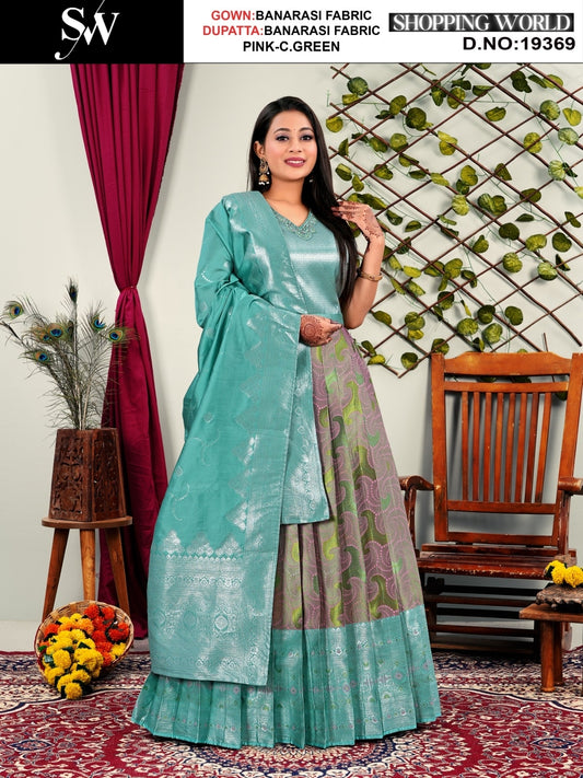 Fabulous Pista mehendi Banarasi Lehenga