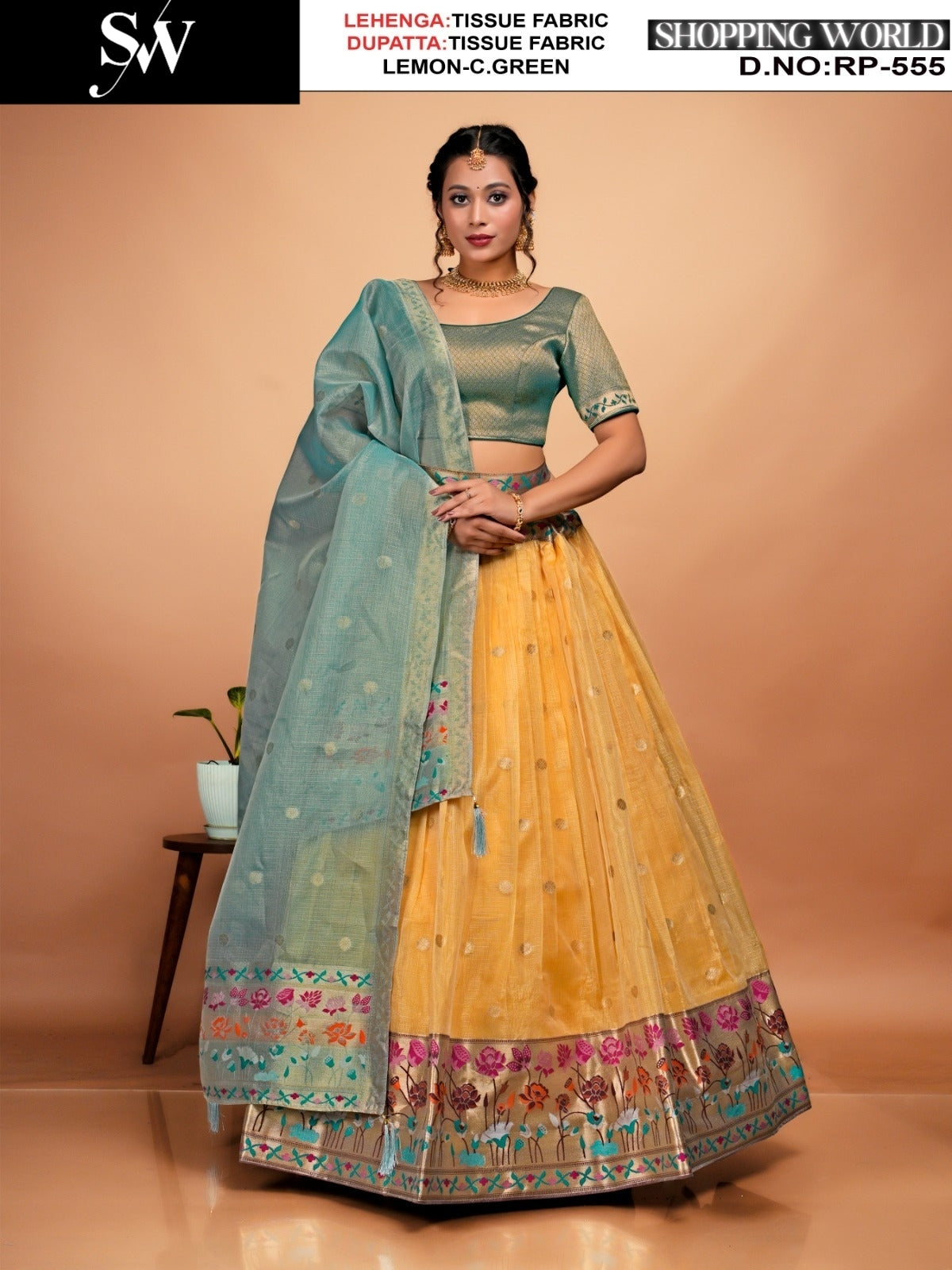 Lovely pista pink Tissue Lehenga