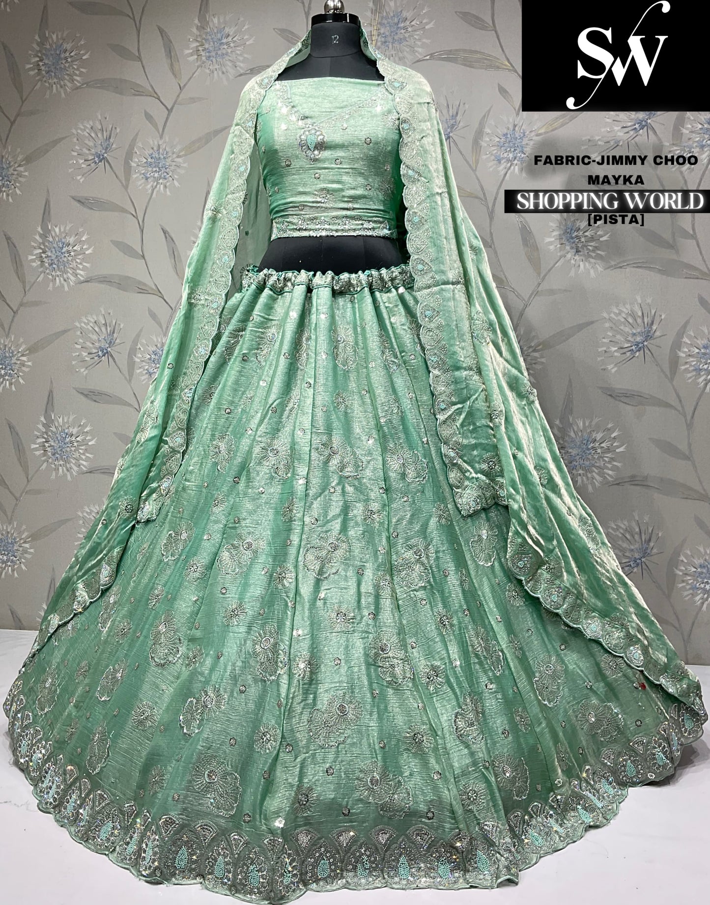 Pretty pista green Jimmi Choo Mayka Lehenga