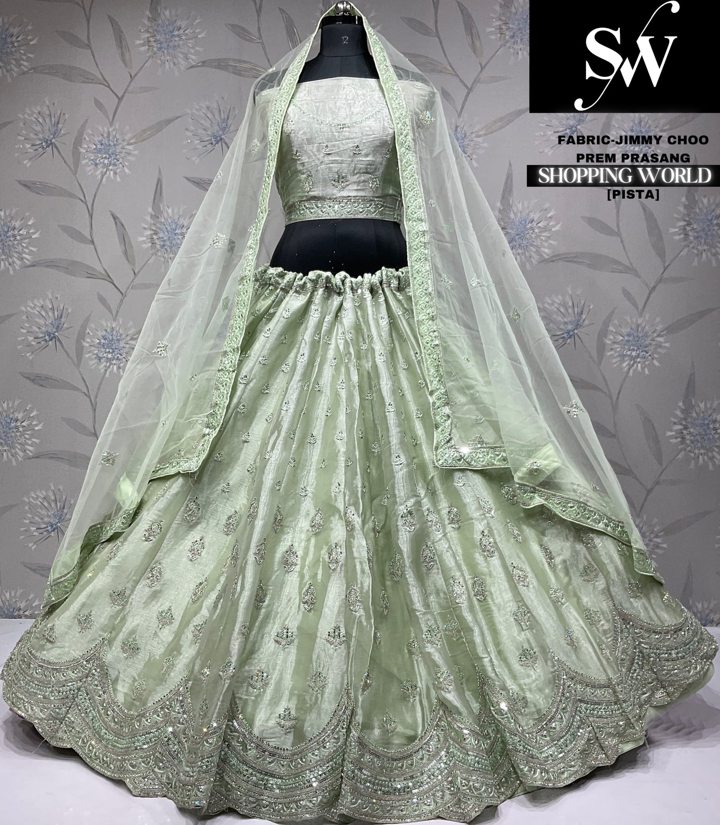 Glamorous pista green Jimmy Choo Lehenga
