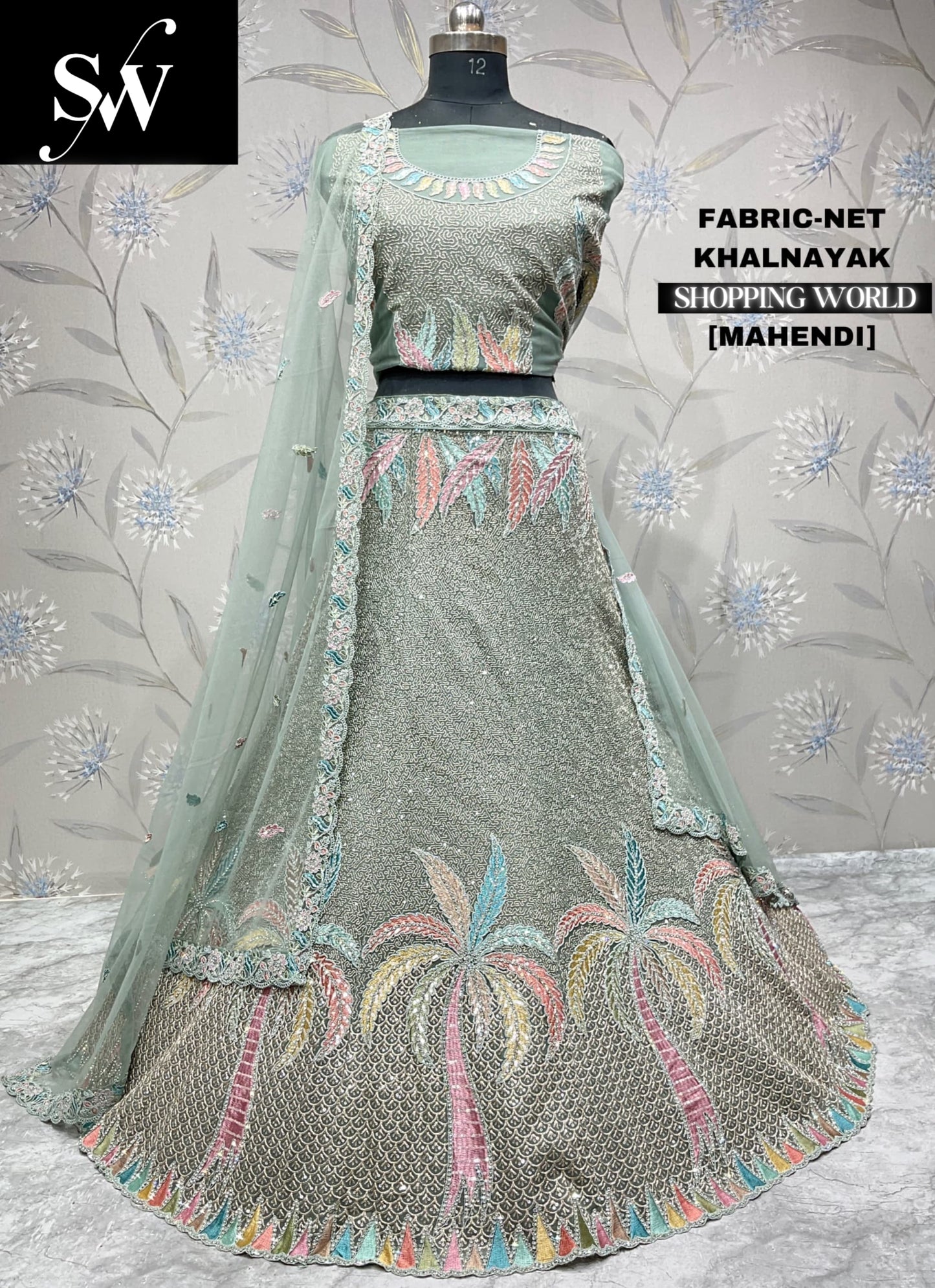 Awesome mehendi net Lehenga