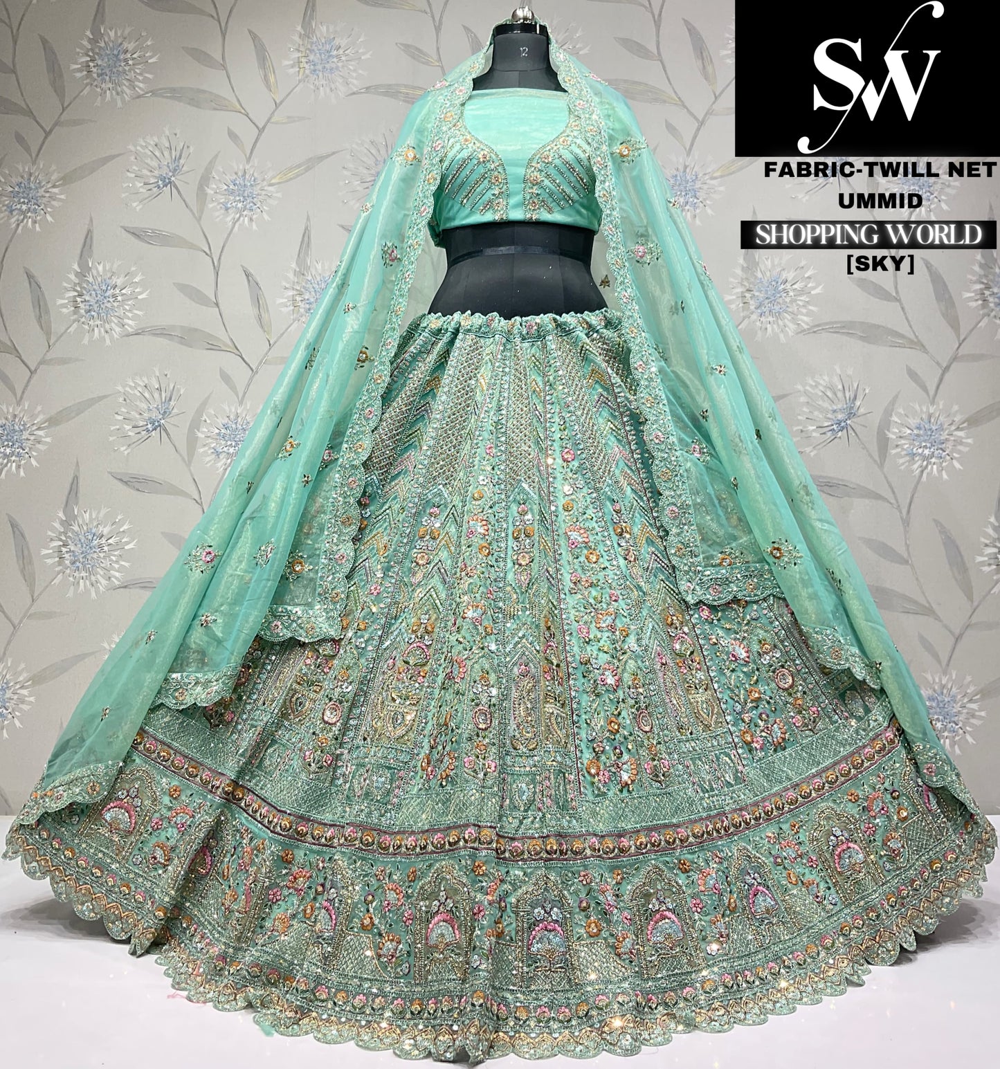 Amazing sky blue Twill net Lehenga