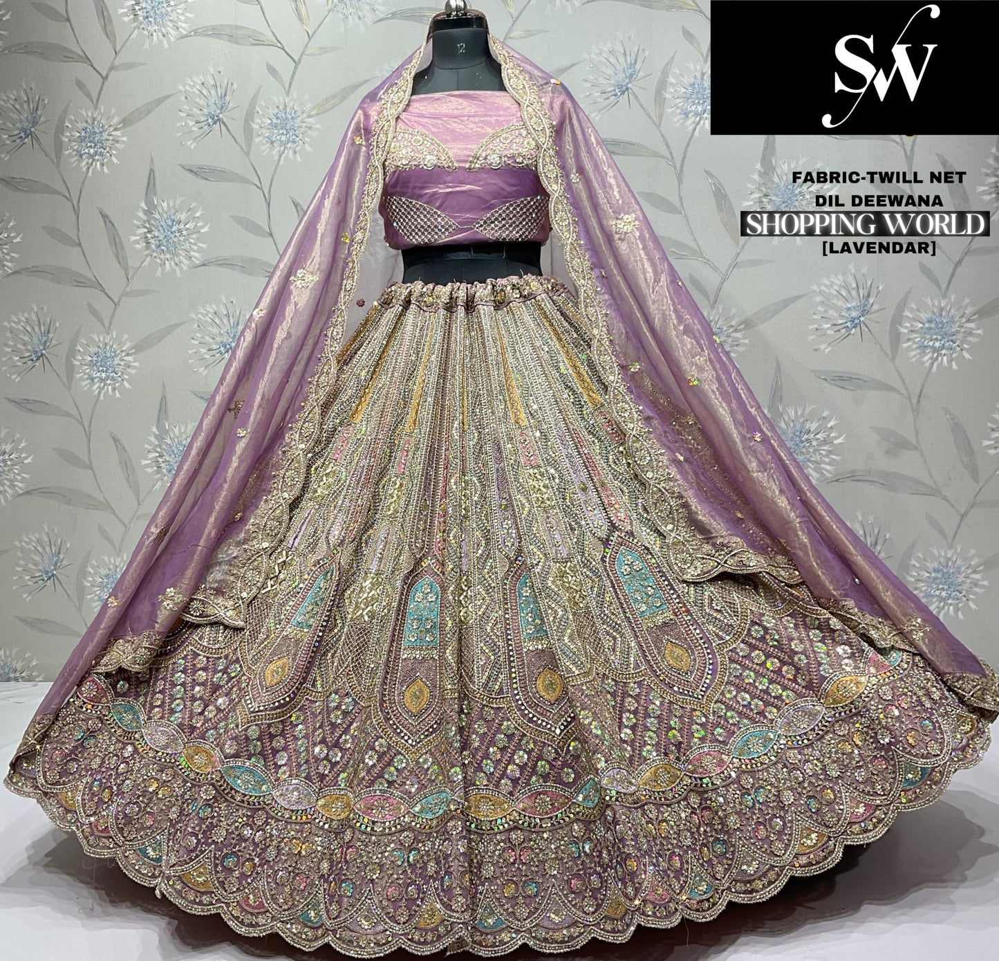 Pleasing white Lehenga Twill Net
