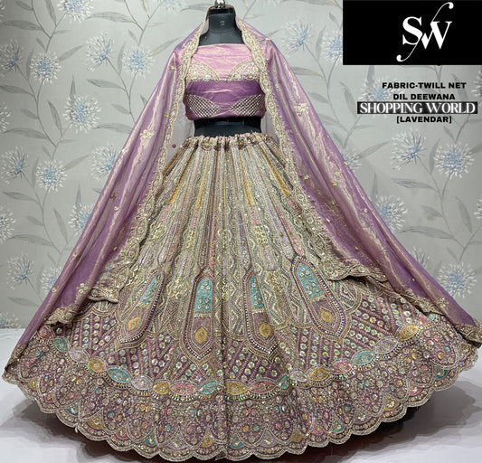 Stunning sky blue Bridal Lehenga Twill Net