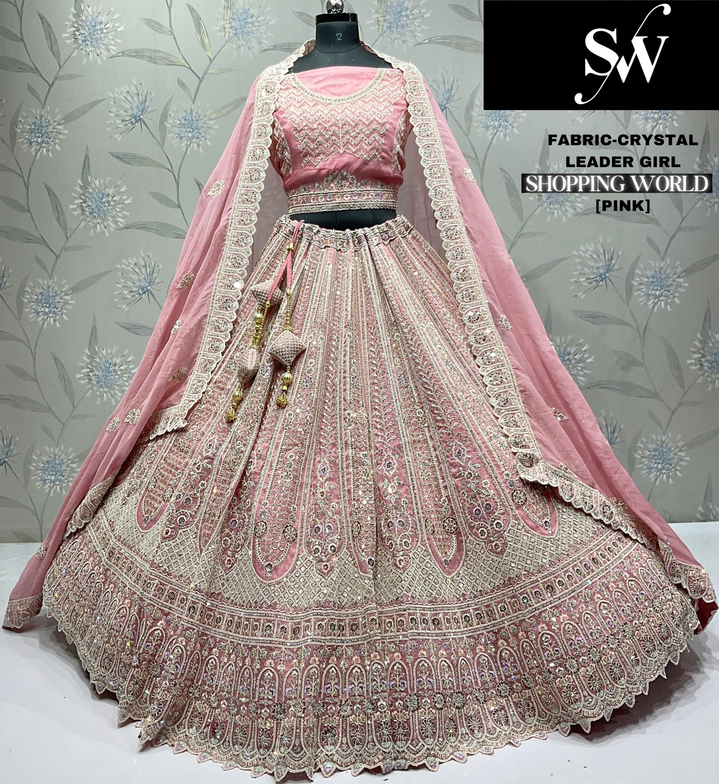 Lavishing pista green Crystal Leader Lehenga