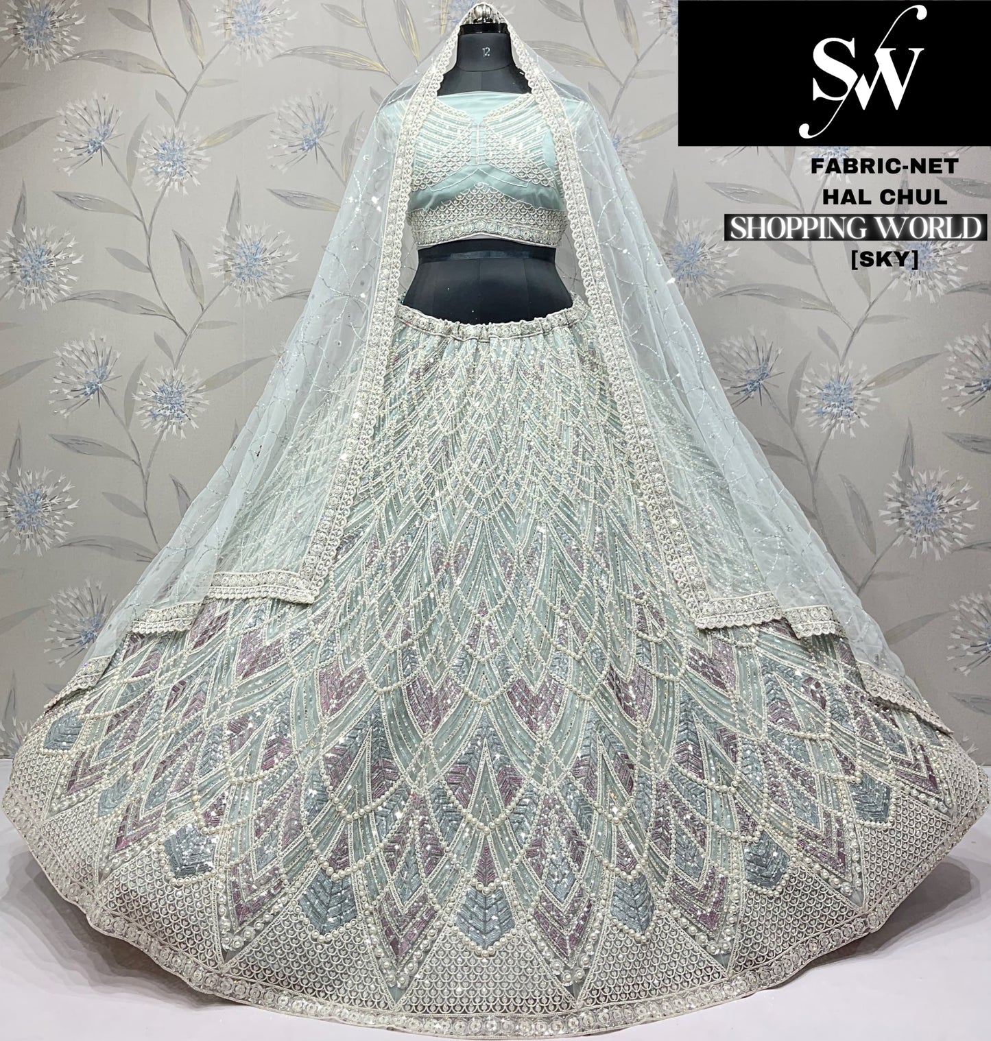 Elegant White Net Lehenga