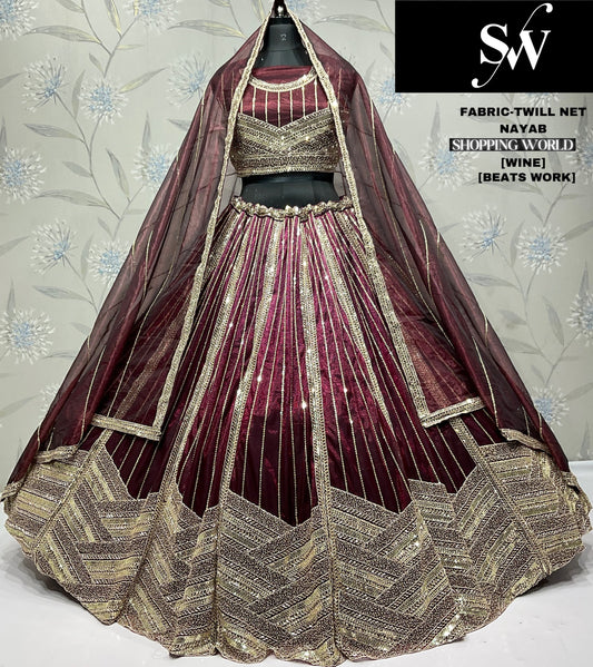 Glamorous Firozi Twill Net Lehenga
