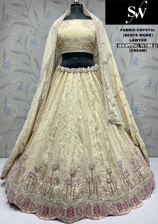 Lehenga color azul cielo de tejido de cristal, ¡hermoso!