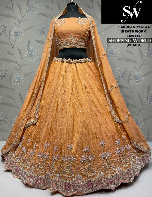 Something different orange Lehenga Crystal fabric