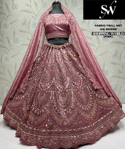 Charming Lavender Lehenga Twill Net