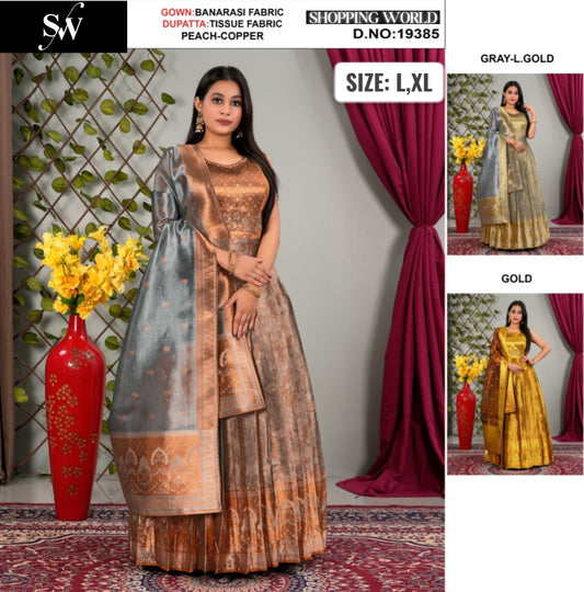 Lovely Banarasi peach copper Lehenga