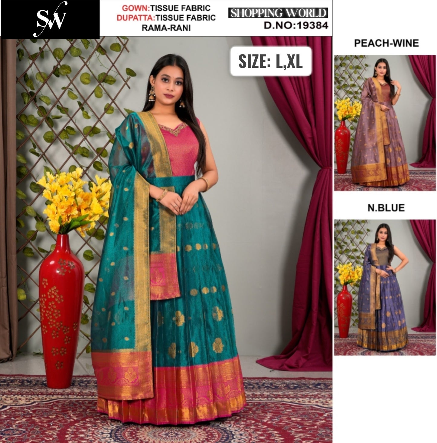 Majestic Rama Rani Tissue Lehenga