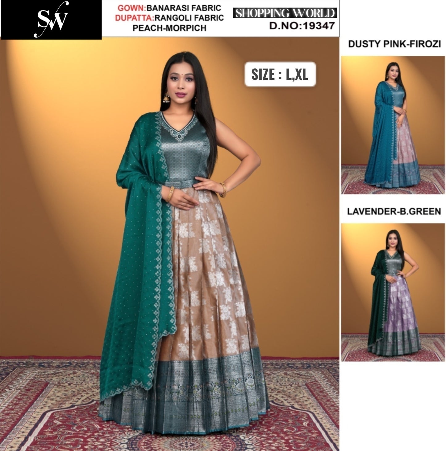 Charming Peach Morpich Banarasi Lehenga