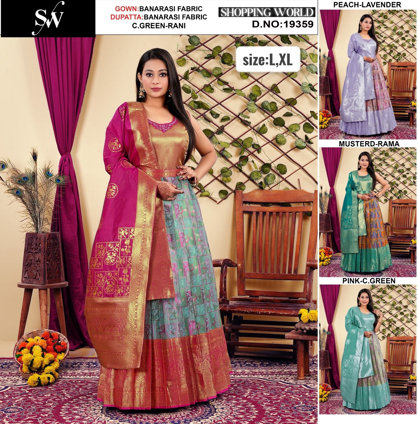 Something Different Sea green Rani Banarasi Lehenga