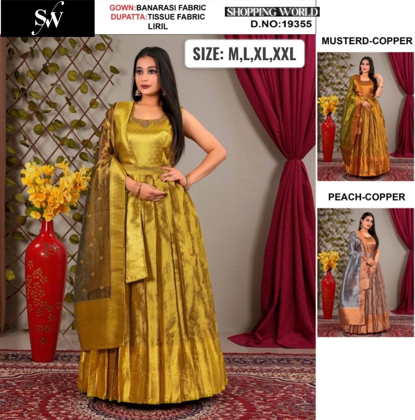 Stunning golden Liril Banarasi Lehenga