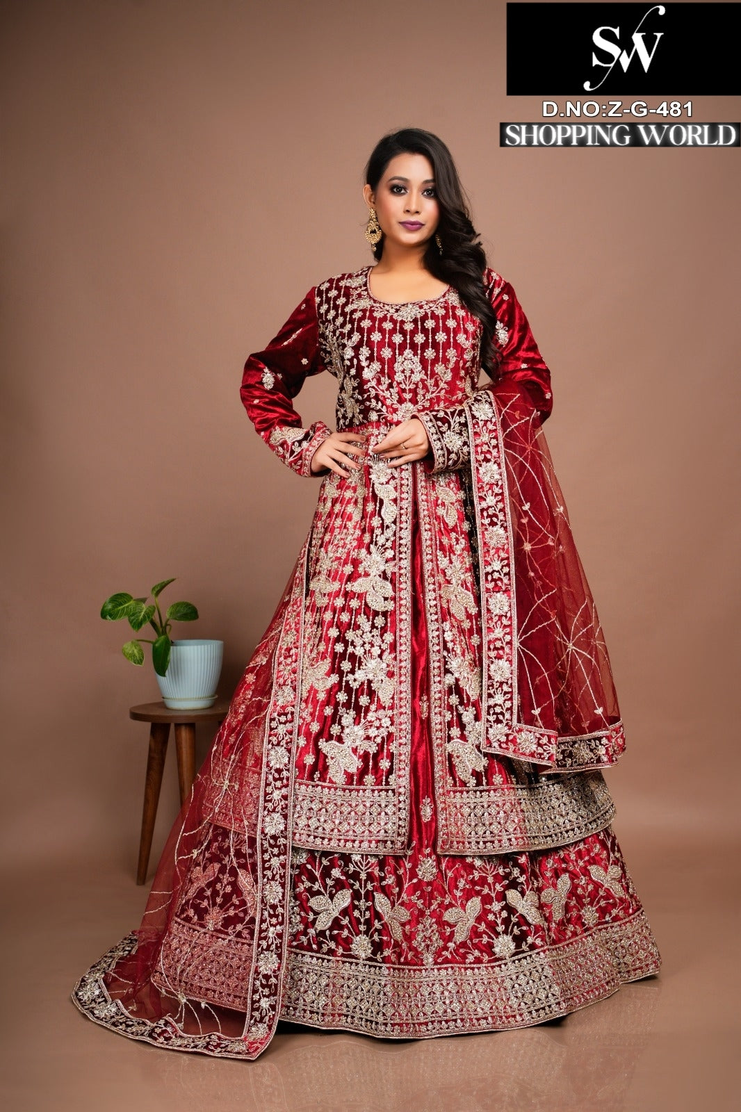 Fabulous Maroon Peplum Long Dress Farshi Gaharara Bridal Dress Muslim Special