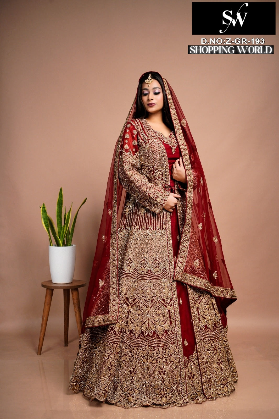 Awesome maroon Peplum long Dress Farshi Gaharara Bridal Dress Muslim Special