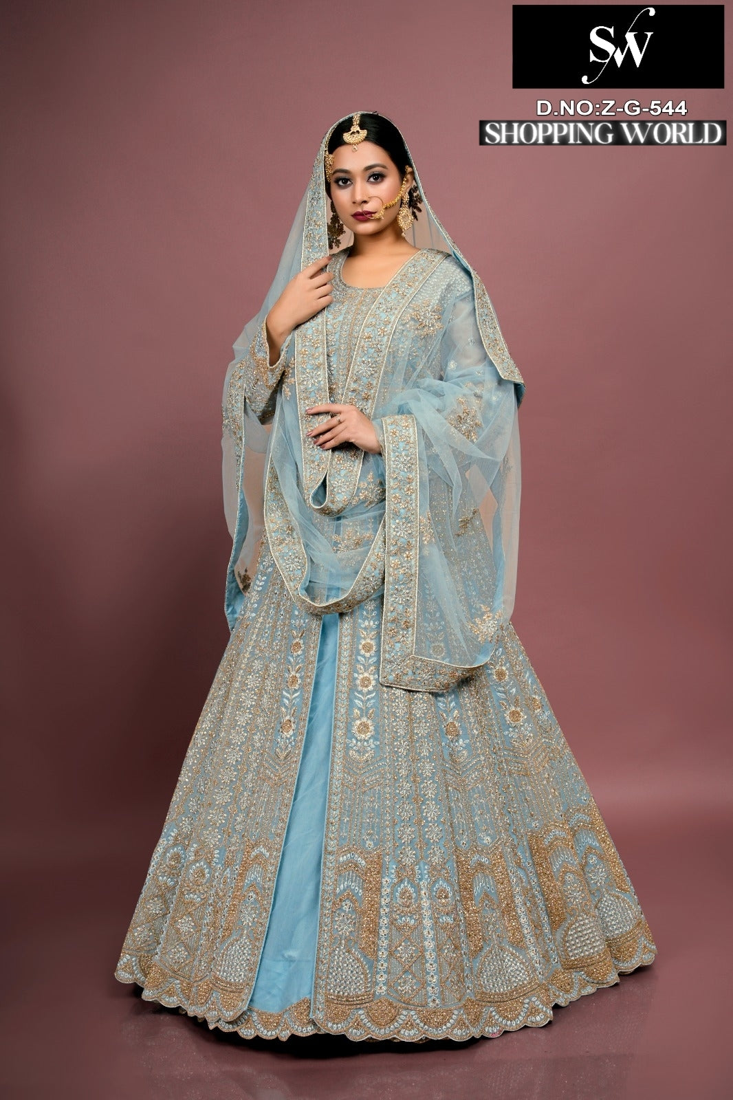 Amazing Sky blue Peplum long Dress Farshi Gaharara Bridal Dress Muslim Special