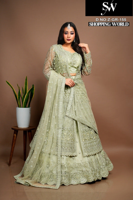 Stunning pista green Peplum long Dress Farshi Gaharara Bridal Dress Muslim Special